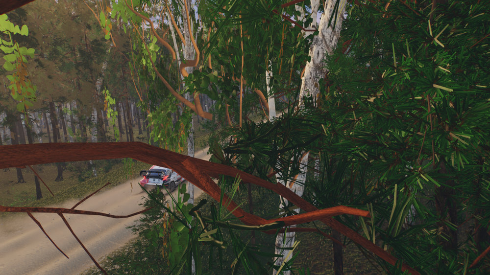 Rejected first pilot with foreground branches obscuring the vehicle